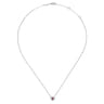 14K White Gold Round Garnet and Diamond Heart Pendant Necklace - 0.09 ct