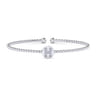 14K White Gold Round H Initial Diamond Bujukan Cuff Bracelet - 0.05 ct