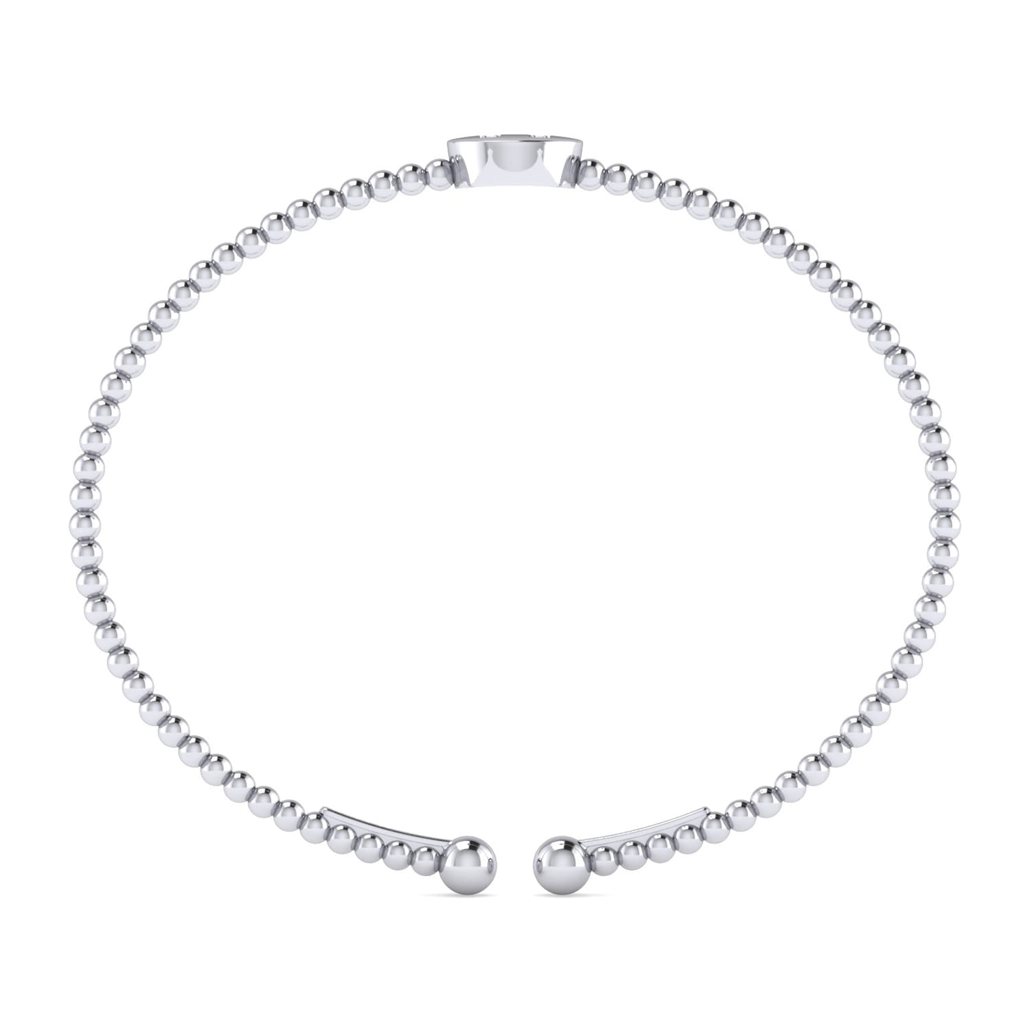 14K White Gold Round H Initial Diamond Bujukan Cuff Bracelet - 0.05 ct - Shot 3
