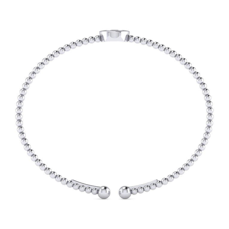 14K White Gold Round H Initial Diamond Bujukan Cuff Bracelet - 0.05 ct - Shot 3