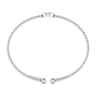 14K White Gold Round H Initial Diamond Bujukan Cuff Bracelet - 0.05 ct