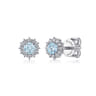 14K White Gold Round Halo Aquamarine and Diamond Stud Earrings - 0.24 ct