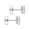 14K White Gold Round Halo Citrine and Diamond Stud Earrings - 0.1 ct