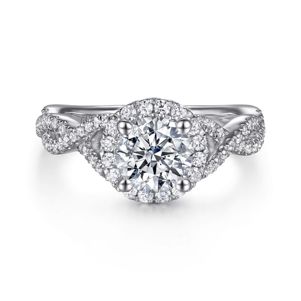 Round Halo Diamond Engagement Ring in White Gold