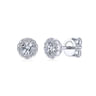 14K White Gold Round Halo Diamond Stud Earrings - 0.5 ct
