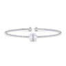 14K White Gold Round I Initial Diamond Bujukan Cuff Bracelet - 0.02 ct