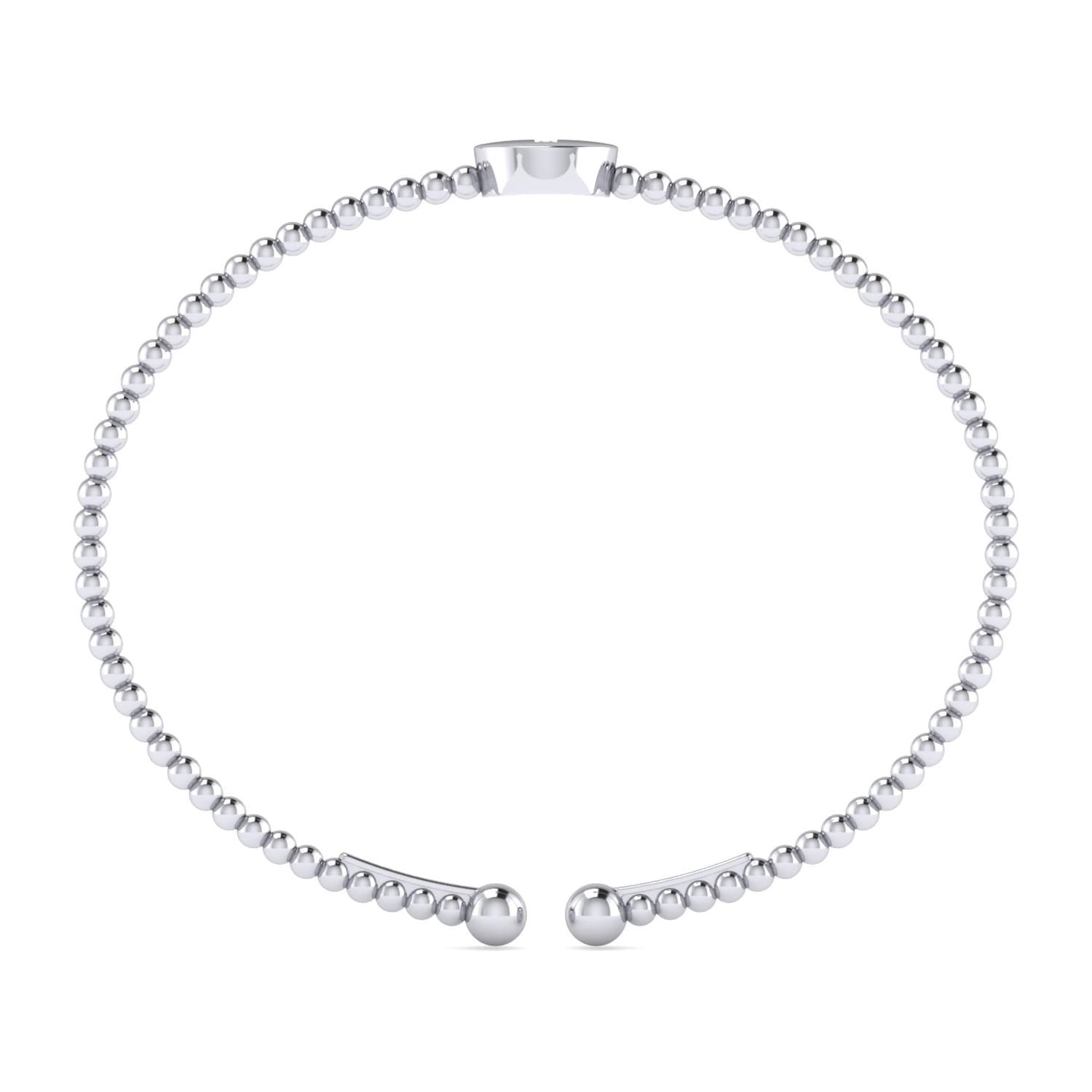 14K White Gold Round I Initial Diamond Bujukan Cuff Bracelet - 0.02 ct - Shot 3