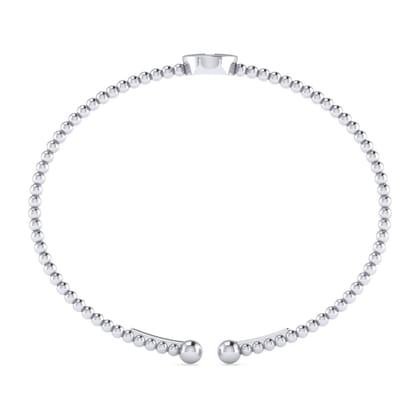 14K White Gold Round I Initial Diamond Bujukan Cuff Bracelet