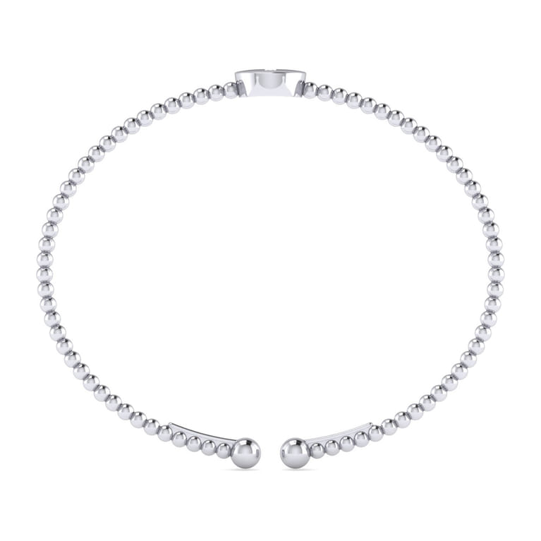 14K White Gold Round I Initial Diamond Bujukan Cuff Bracelet - 0.02 ct - Shot 3