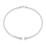 14K White Gold Round I Initial Diamond Bujukan Cuff Bracelet - 0.02 ct