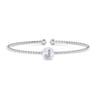 14K White Gold Round J Initial Diamond Bujukan Cuff Bracelet - 0.03 ct