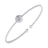 14K White Gold Round J Initial Diamond Bujukan Cuff Bracelet - 0.03 ct