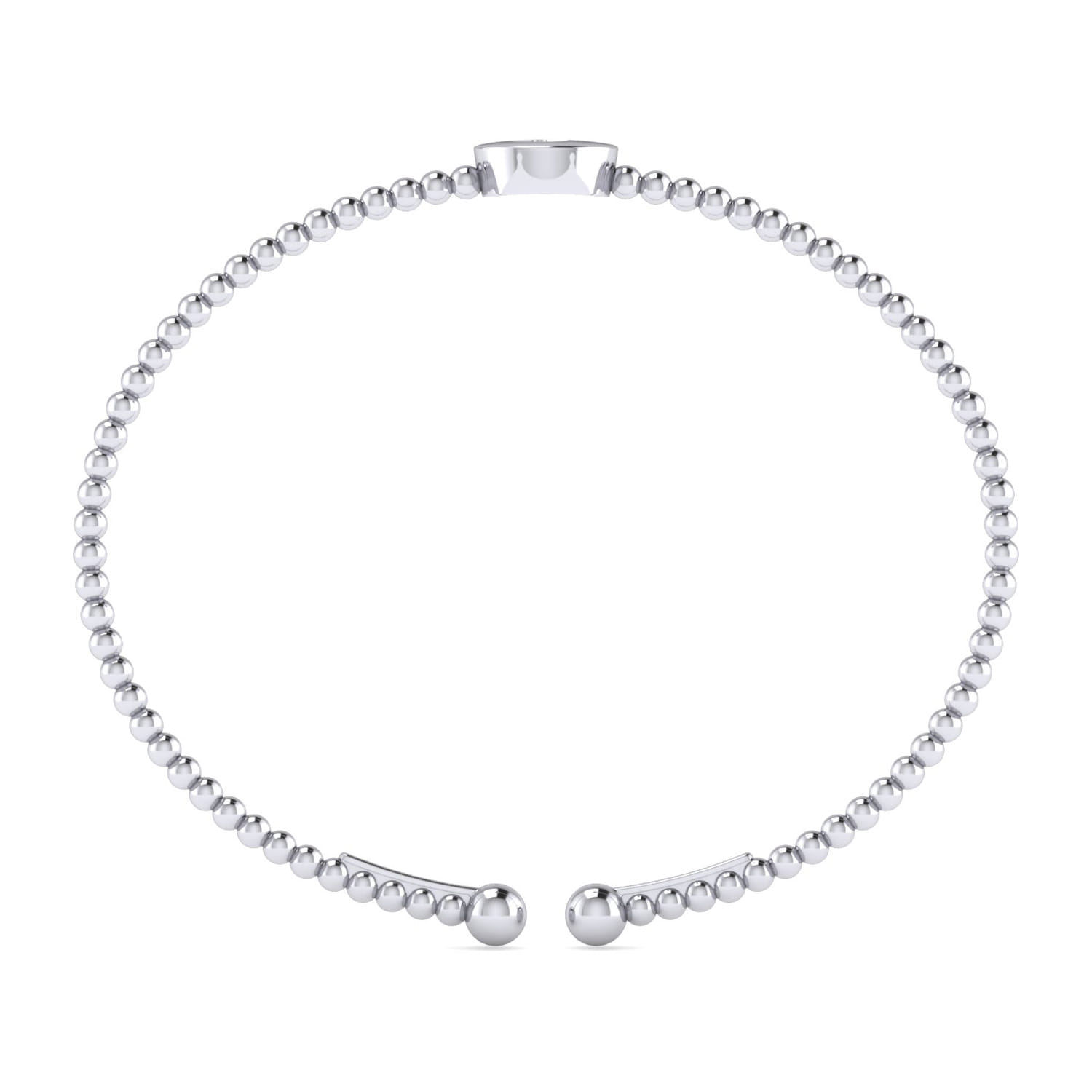 14K White Gold Round J Initial Diamond Bujukan Cuff Bracelet - 0.03 ct - Shot 3