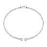 14K White Gold Round J Initial Diamond Bujukan Cuff Bracelet - 0.03 ct