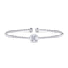 14K White Gold Round K Initial Diamond Bujukan Cuff Bracelet - 0.05 ct