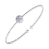 14K White Gold Round K Initial Diamond Bujukan Cuff Bracelet - 0.05 ct