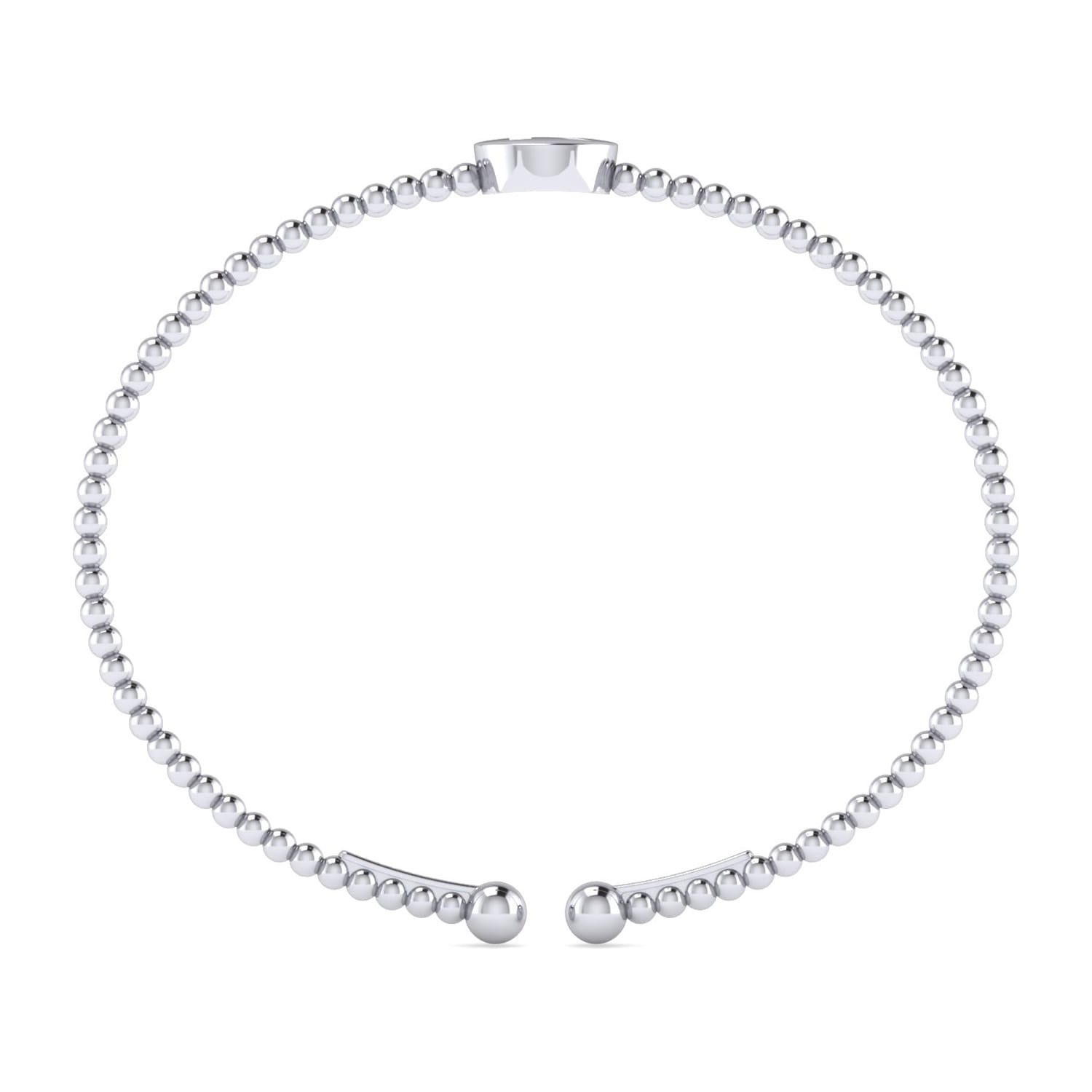 14K White Gold Round K Initial Diamond Bujukan Cuff Bracelet - 0.05 ct - Shot 3