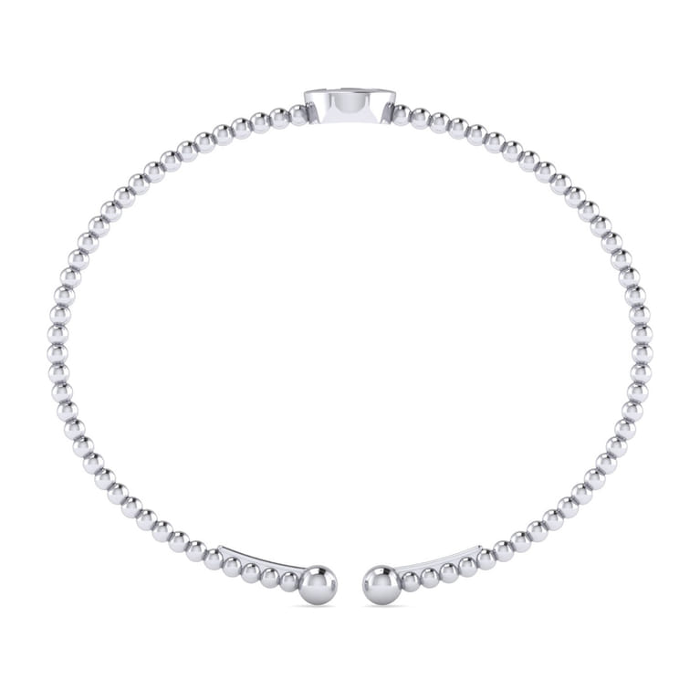 14K White Gold Round K Initial Diamond Bujukan Cuff Bracelet - 0.05 ct - Shot 3