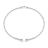 14K White Gold Round K Initial Diamond Bujukan Cuff Bracelet - 0.05 ct
