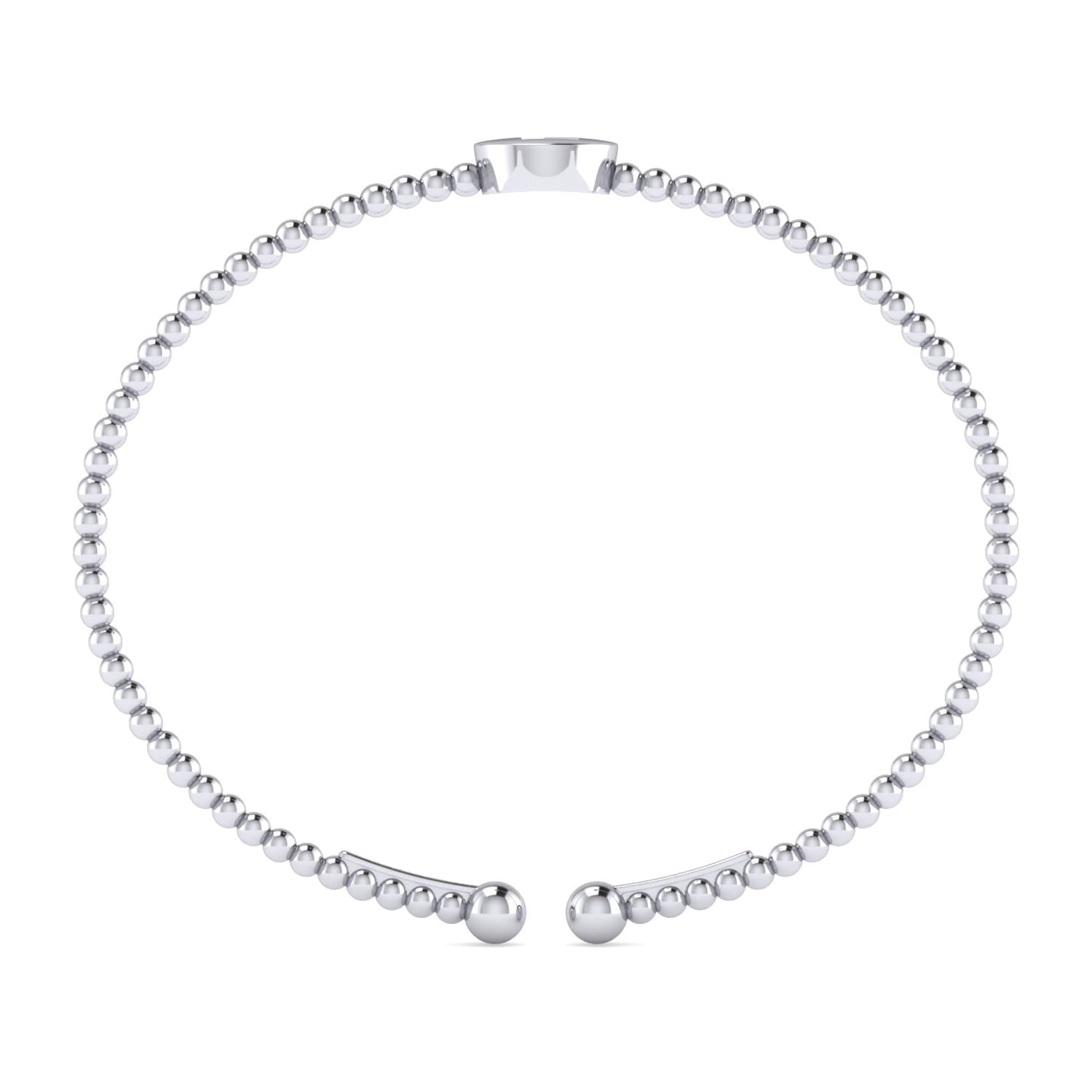 14K White Gold Round L Initial Diamond Bujukan Cuff Bracelet - 0.03 ct - Shot 3