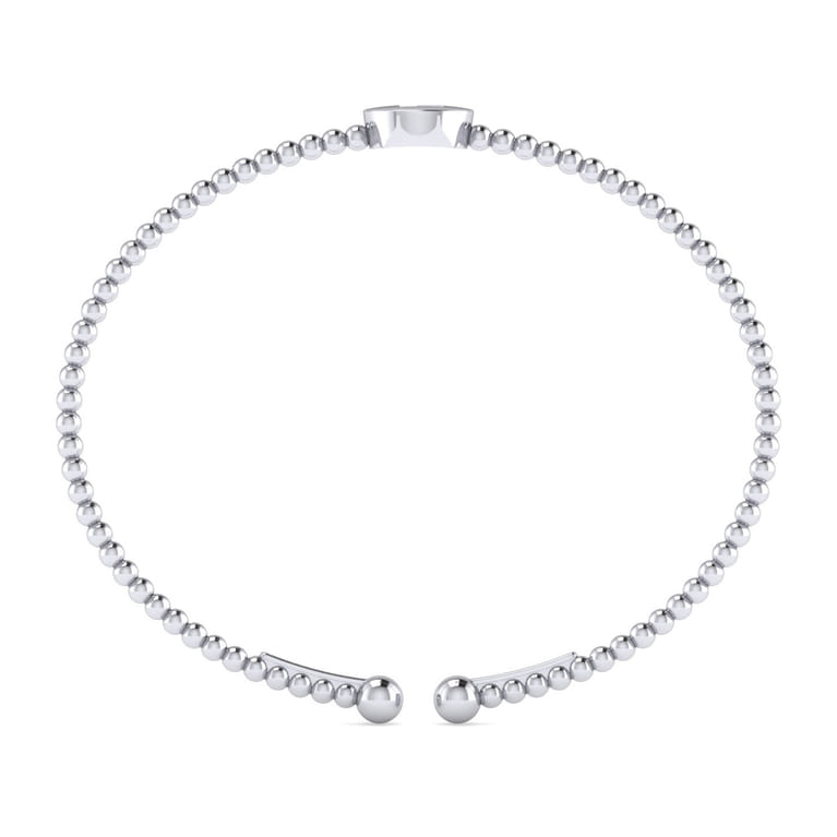 14K White Gold Round L Initial Diamond Bujukan Cuff Bracelet - 0.03 ct - Shot 3