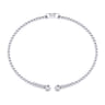 14K White Gold Round L Initial Diamond Bujukan Cuff Bracelet - 0.03 ct