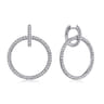 14K White Gold Round Linked Pave 30mm Diamond Huggie Drop Earrings - 0.9 ct