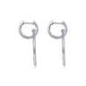 14K White Gold Round Linked Pave 30mm Diamond Huggie Drop Earrings - 0.9 ct