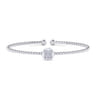 14K White Gold Round M Initial Diamond Bujukan Cuff Bracelet - 0.07 ct