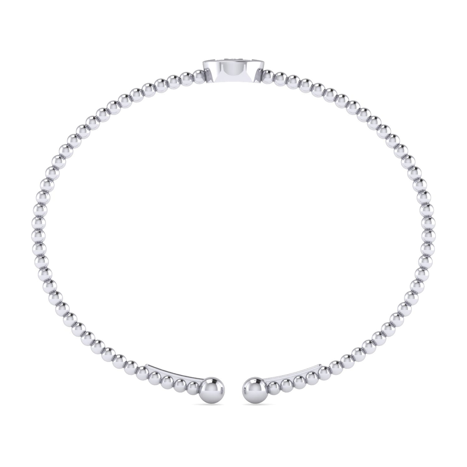 14K White Gold Round M Initial Diamond Bujukan Cuff Bracelet - 0.07 ct - Shot 3