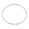 14K White Gold Round M Initial Diamond Bujukan Cuff Bracelet - 0.07 ct