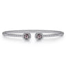 14K White Gold Round Manmade Alexandrite and Diamond Halo Bujukan Bangle - 0.16 ct
