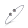 14K White Gold Round Manmade Alexandrite and Diamond Halo Bujukan Bangle - 0.16 ct