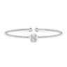 14K White Gold Round N Initial Diamond Bujukan Cuff Bracelet - 0.05 ct