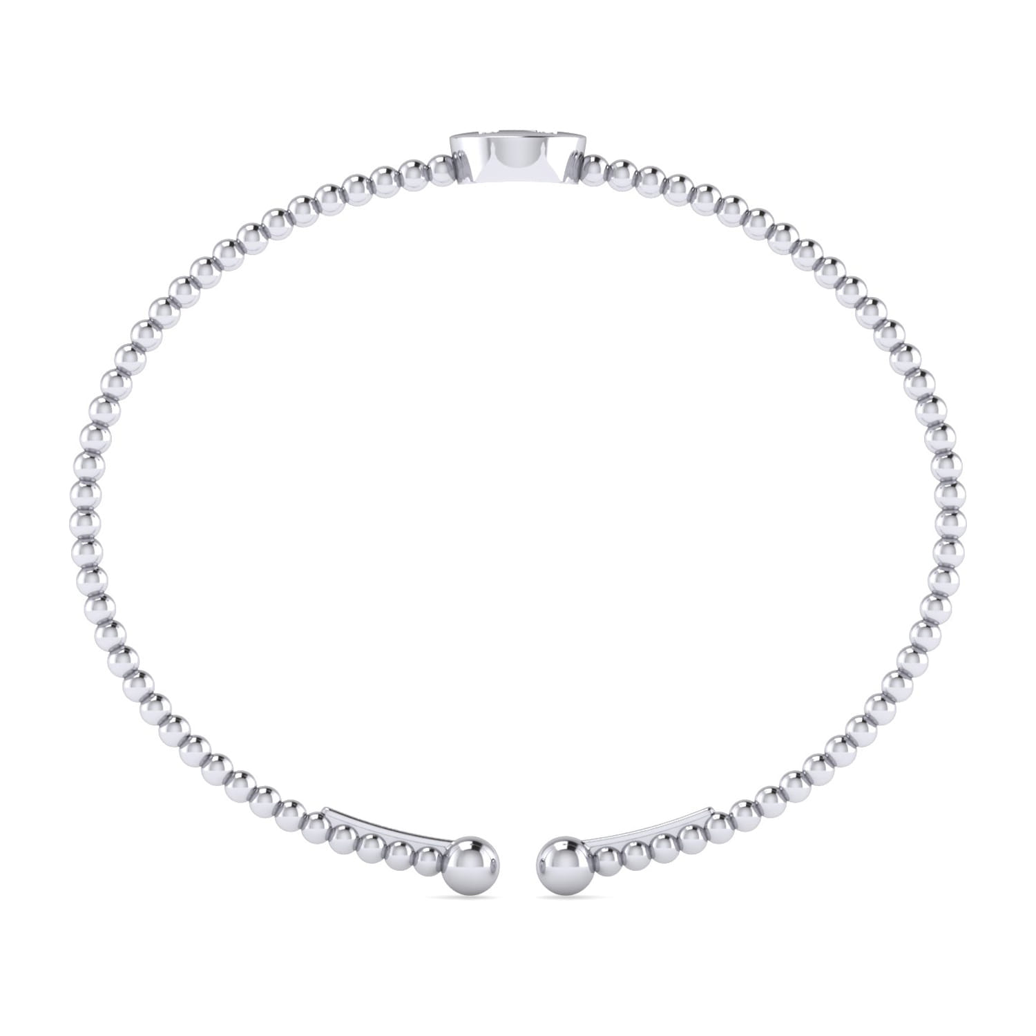 14K White Gold Round N Initial Diamond Bujukan Cuff Bracelet - 0.05 ct - Shot 3