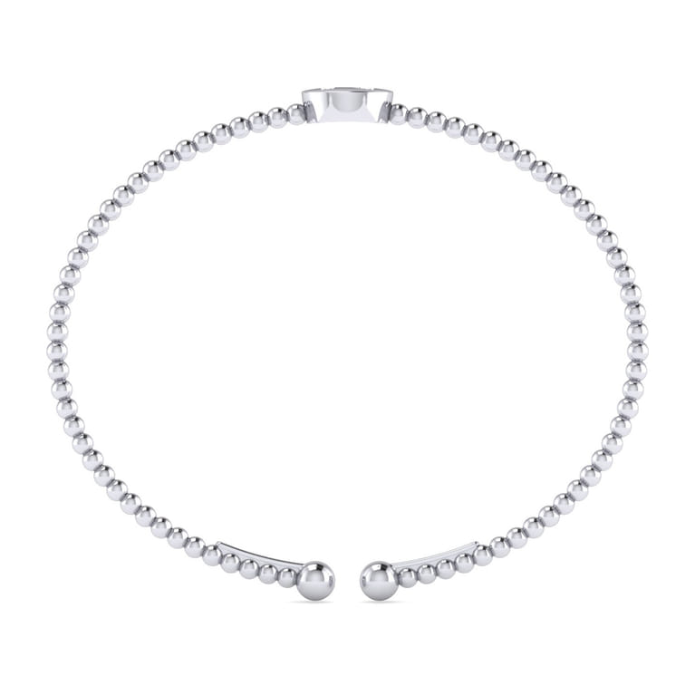 14K White Gold Round N Initial Diamond Bujukan Cuff Bracelet - 0.05 ct - Shot 3