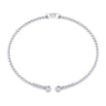 14K White Gold Round N Initial Diamond Bujukan Cuff Bracelet - 0.05 ct