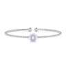 14K White Gold Round O Initial Diamond Bujukan Cuff Bracelet - 0.05 ct