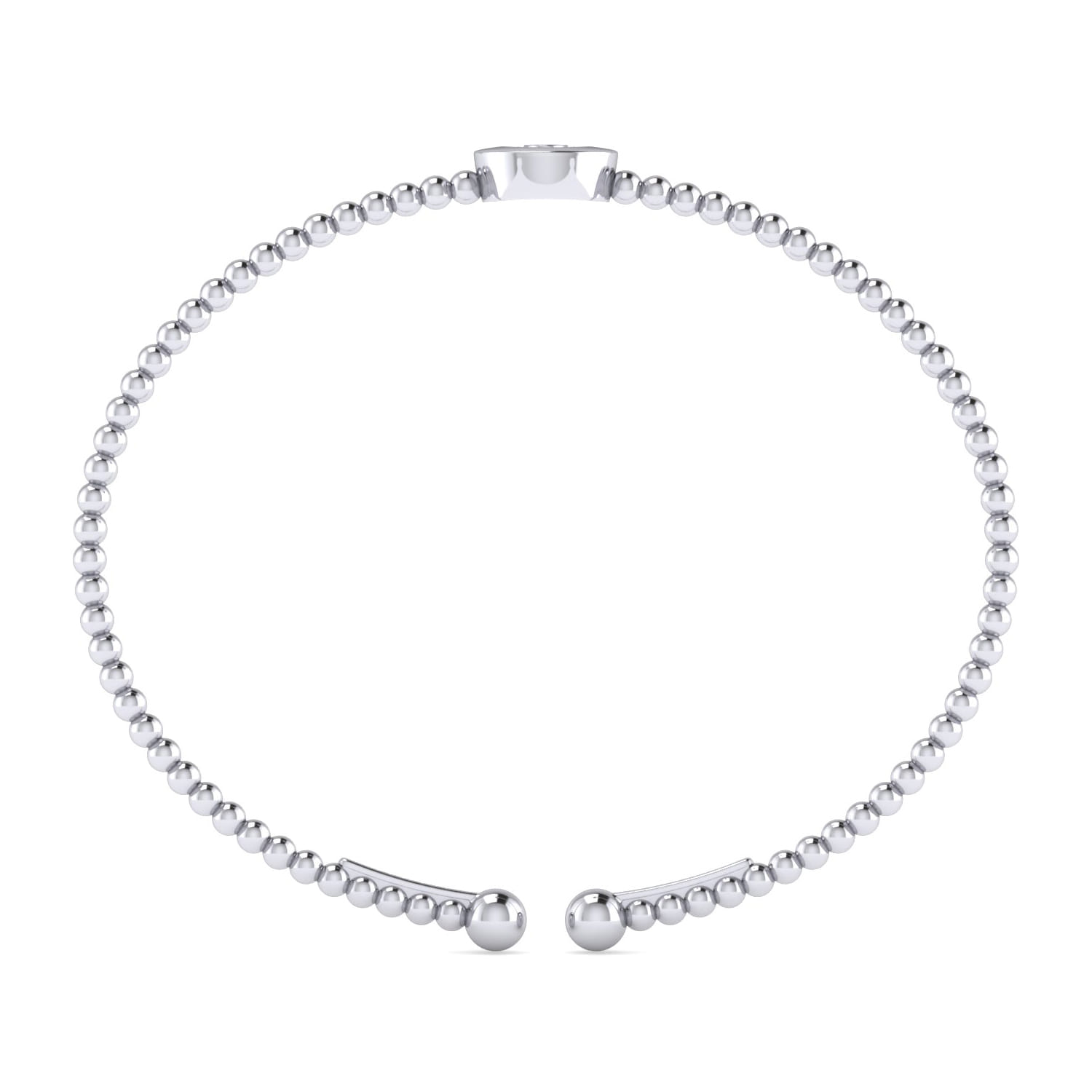14K White Gold Round O Initial Diamond Bujukan Cuff Bracelet - 0.05 ct - Shot 3