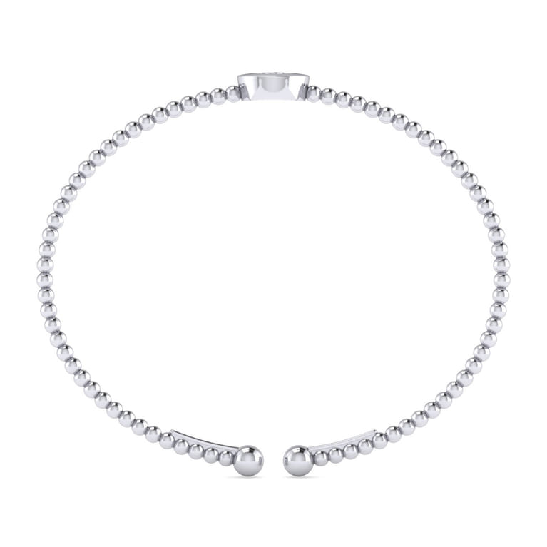 14K White Gold Round O Initial Diamond Bujukan Cuff Bracelet - 0.05 ct - Shot 3