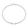 14K White Gold Round O Initial Diamond Bujukan Cuff Bracelet - 0.05 ct