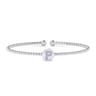 14K White Gold Round P Initial Diamond Bujukan Cuff Bracelet - 0.04 ct