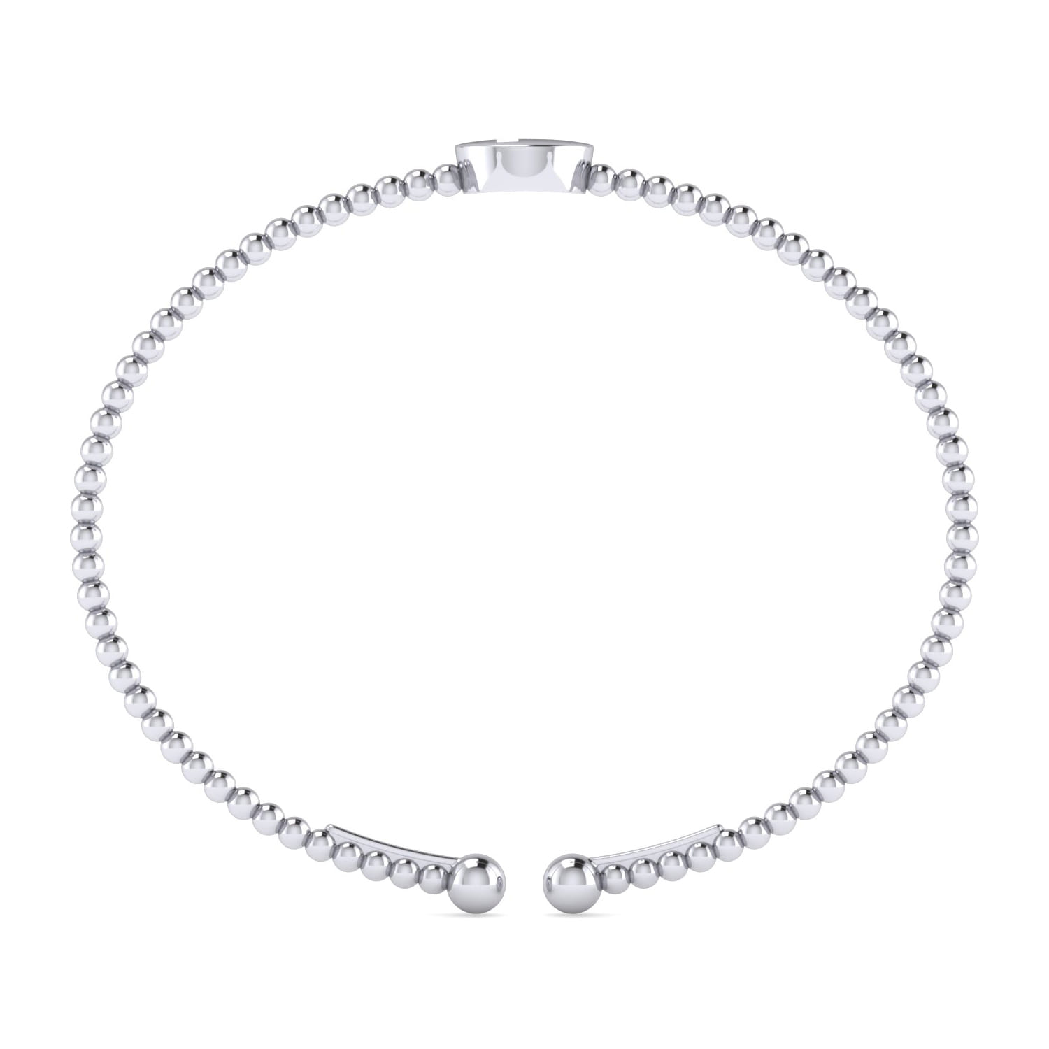 14K White Gold Round P Initial Diamond Bujukan Cuff Bracelet - 0.04 ct - Shot 3