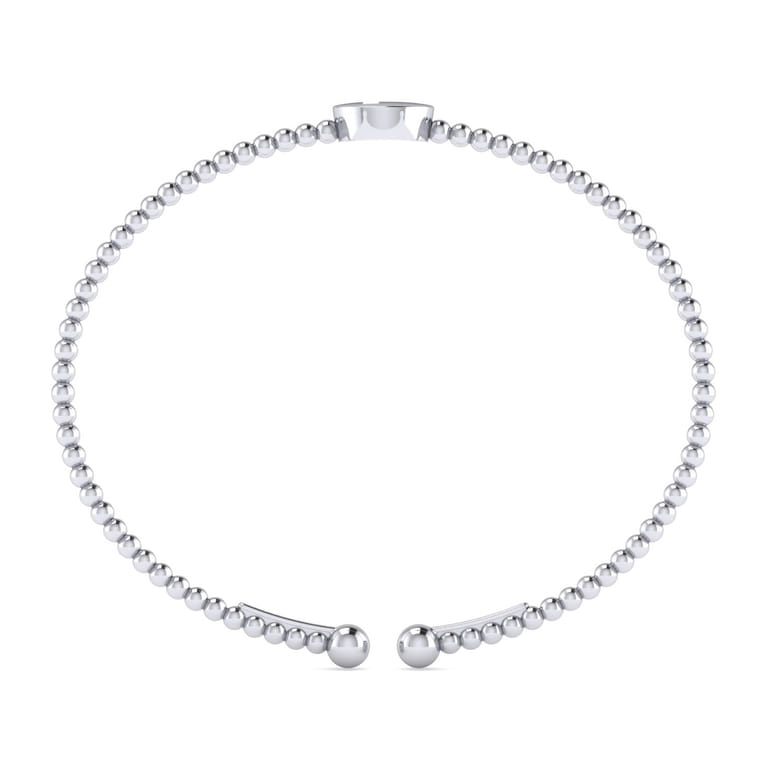 14K White Gold Round P Initial Diamond Bujukan Cuff Bracelet - 0.04 ct - Shot 3