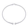 14K White Gold Round P Initial Diamond Bujukan Cuff Bracelet - 0.04 ct