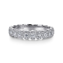14K White Gold Round Pave Diamond Band