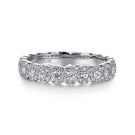 14K White Gold Round Pave Diamond Band