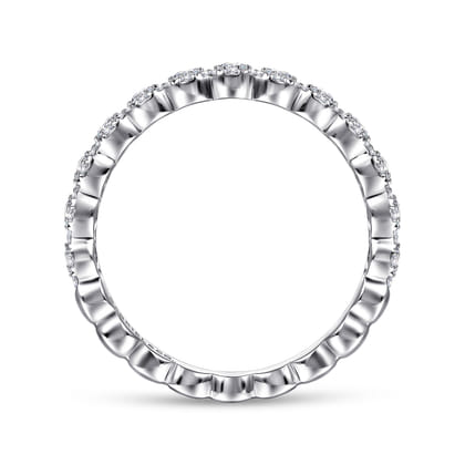 14K White Gold Round Pave Diamond Band