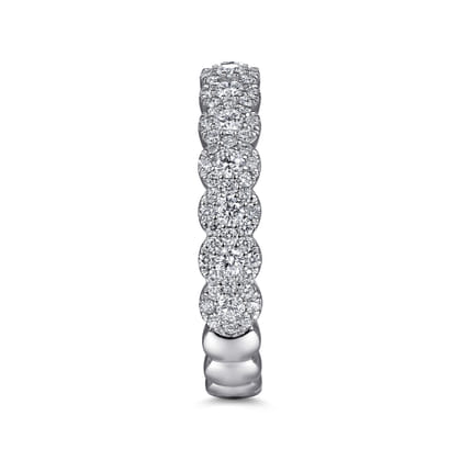 14K White Gold Round Pave Diamond Band