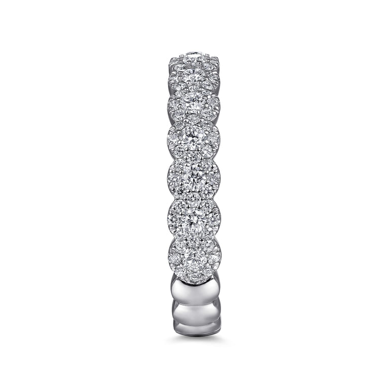 14K White Gold Round Pave Diamond Band - 0.6 ct - Shot 4